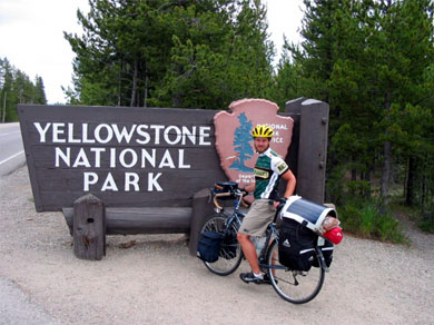 Mickey at the entrance of Yellowstone