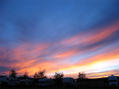 Sunset in the city park in Encampment